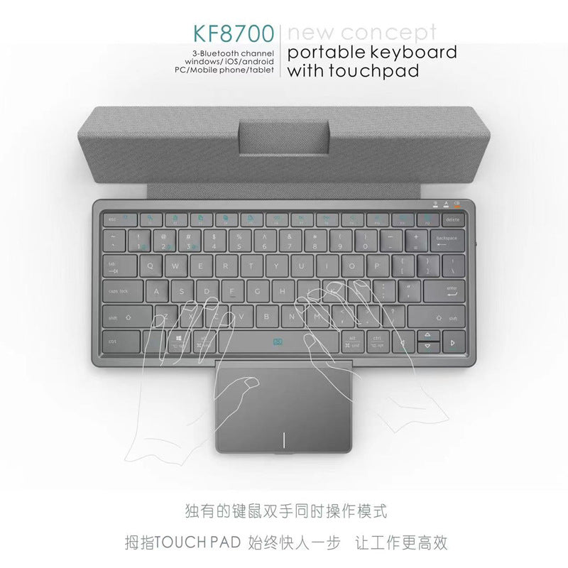 New Arrivals Wireless Bluetooth Keyboard Tablet Phone Computer with PU Leather Hidden Touchpad Portable