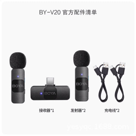 BOYA BY-V wireless microphone clip-on mobile phone live video recording and radio one-to-two microphone