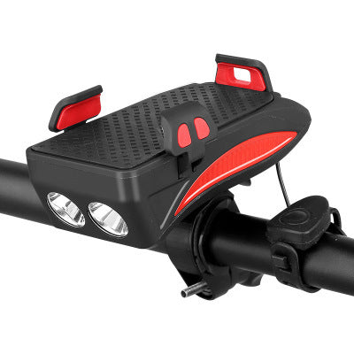 Bicycle light mobile phone holder horn front light mobile phone holder mountain bike charging treasure with light mobile phone holder fixing bracket