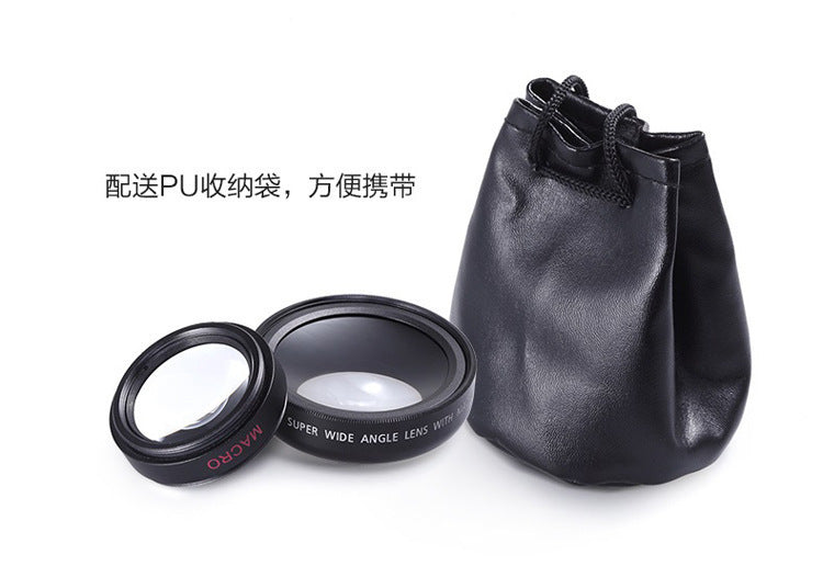 Mobile phone professional lens universal clip universal 37MM 0.45X 49UV wide-angle + macro two-in-one mobile phone lens