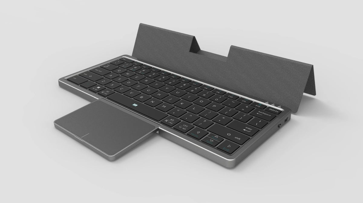 New Arrivals Wireless Bluetooth Keyboard Tablet Phone Computer with PU Leather Hidden Touchpad Portable