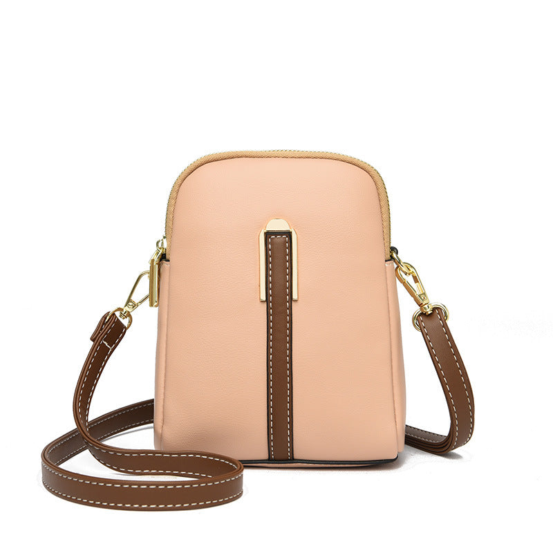 2022 summer new soft leather one-shoulder oblique-span portable mobile phone bag factory direct sale 7814