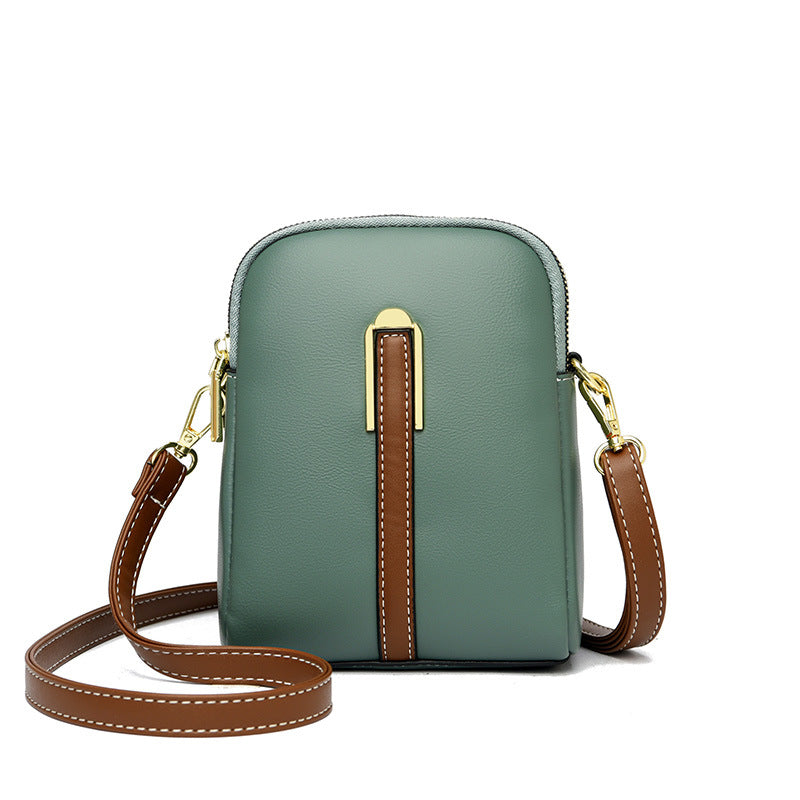 2022 summer new soft leather one-shoulder oblique-span portable mobile phone bag factory direct sale 7814