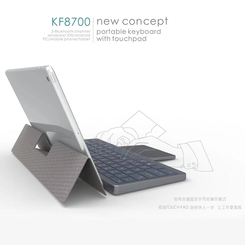 New Arrivals Wireless Bluetooth Keyboard Tablet Phone Computer with PU Leather Hidden Touchpad Portable