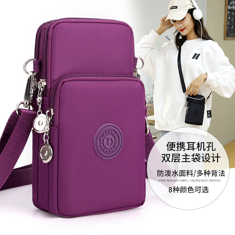 Cross-border new mobile phone bag women's crossbody Oxford cloth crossbody small bag mobile phone bag vertical mini coin wrist bag