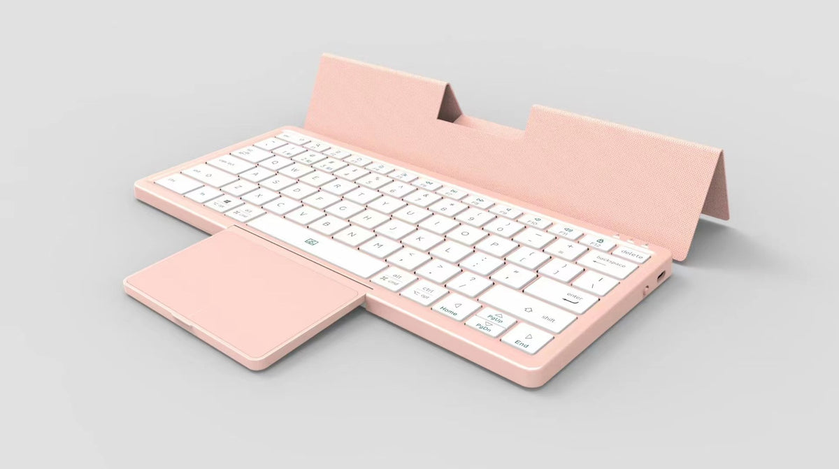 New Arrivals Wireless Bluetooth Keyboard Tablet Phone Computer with PU Leather Hidden Touchpad Portable