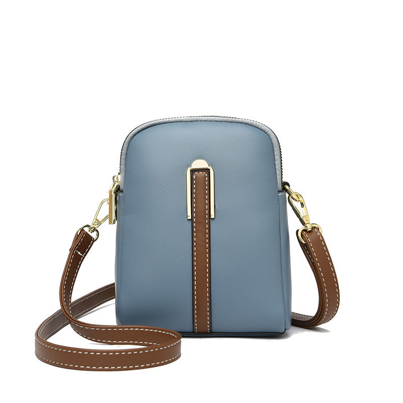 2022 summer new soft leather one-shoulder oblique-span portable mobile phone bag factory direct sale 7814