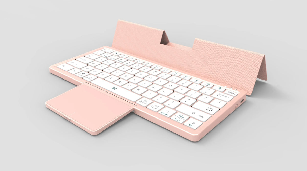 New Arrivals Wireless Bluetooth Keyboard Tablet Phone Computer with PU Leather Hidden Touchpad Portable