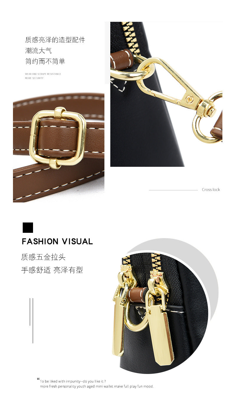 2022 summer new soft leather one-shoulder oblique-span portable mobile phone bag factory direct sale 7814