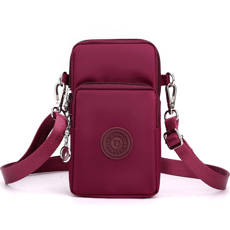 Cross-border new mobile phone bag women's crossbody Oxford cloth crossbody small bag mobile phone bag vertical mini coin wrist bag