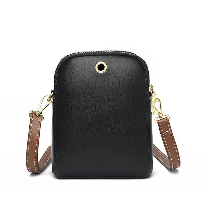 2022 summer new soft leather one-shoulder oblique-span portable mobile phone bag factory direct sale 7814