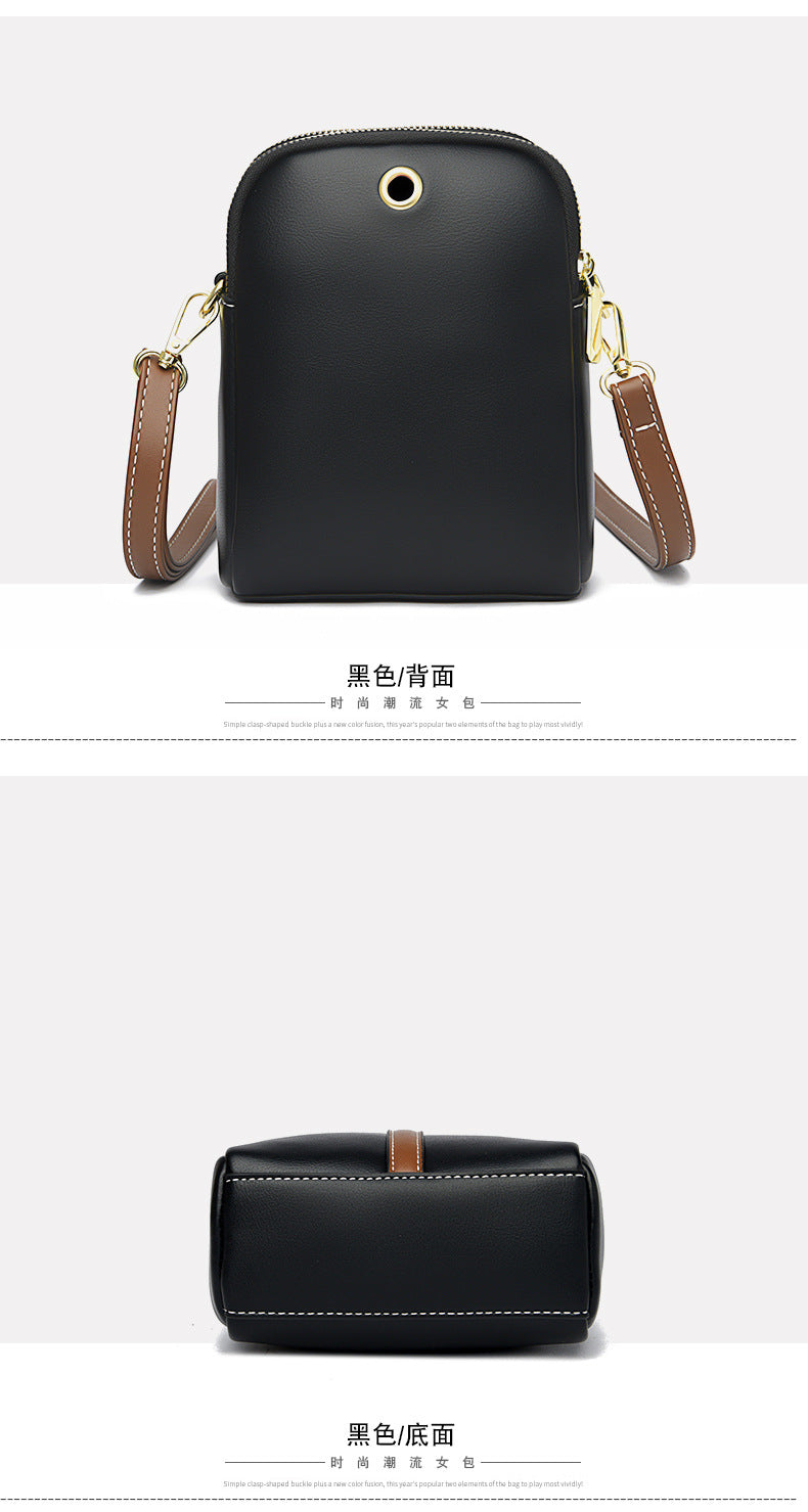 2022 summer new soft leather one-shoulder oblique-span portable mobile phone bag factory direct sale 7814