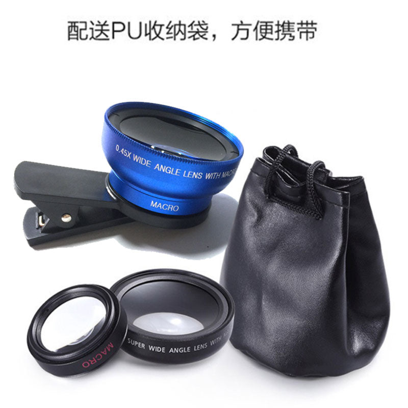 Mobile phone professional lens universal clip universal 37MM 0.45X 49UV wide-angle + macro two-in-one mobile phone lens