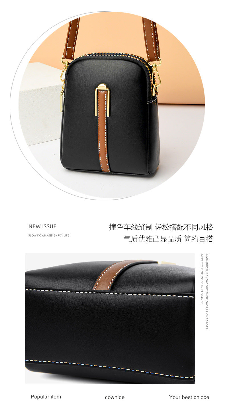 2022 summer new soft leather one-shoulder oblique-span portable mobile phone bag factory direct sale 7814