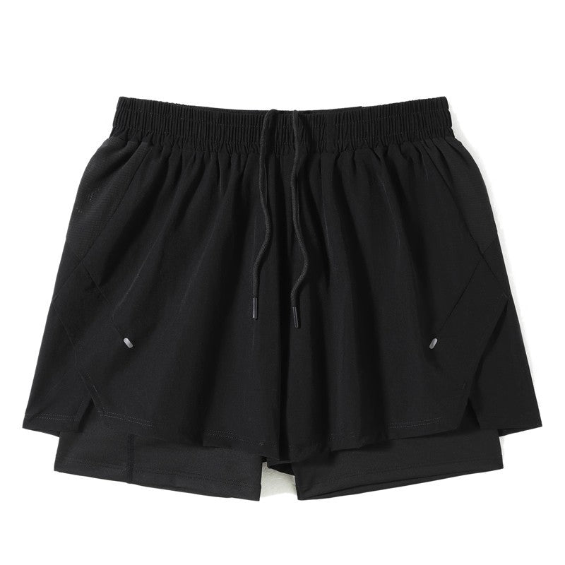 New summer men's running shorts, suitable for marathon and track and field, 2-in-1 with lining, and can hold a mobile phone.