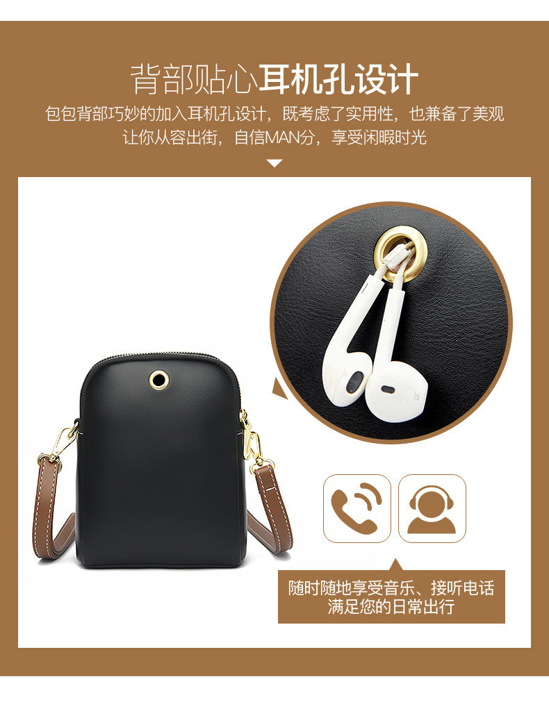 2022 summer new soft leather one-shoulder oblique-span portable mobile phone bag factory direct sale 7814