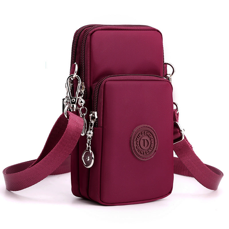 Cross-border new mobile phone bag women's crossbody Oxford cloth crossbody small bag mobile phone bag vertical mini coin wrist bag